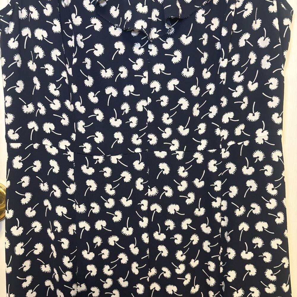 Talbots Dress Womens 10P Navy White Dandelion Midi Ruffle V-Neck Cottagecore New - Picture 9 of 16